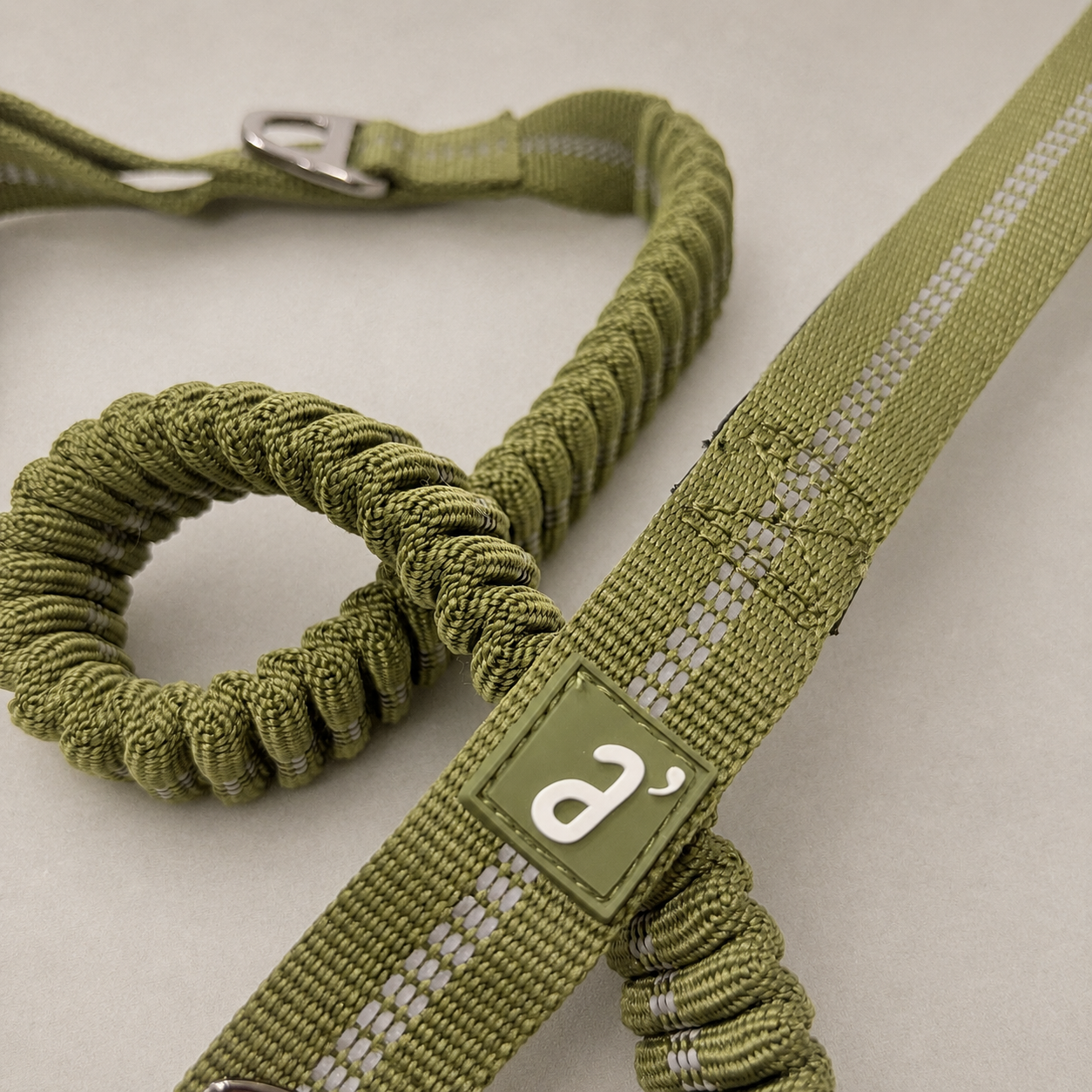 RoamFlex Bungee Dog Leash — Olive Trail